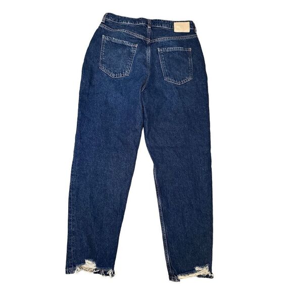 Zara Ripped-Hem Mom Jeans high rise distressed sz 8 - Picture 4 of 9